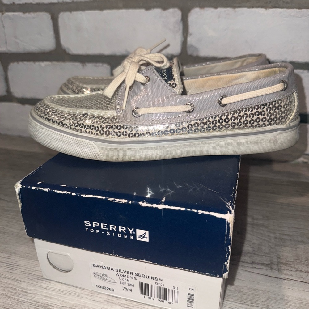 Sperry Women's Silver Sequin Sneakers